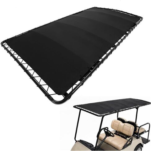 KUAFU سقف علوي عالمي متوافق مع EZGO Club Car Yamaha Golf Cart Sun Top Canopy ممتد قماش الشراع العلوي مع إطار فولاذي أسود in Kuwait