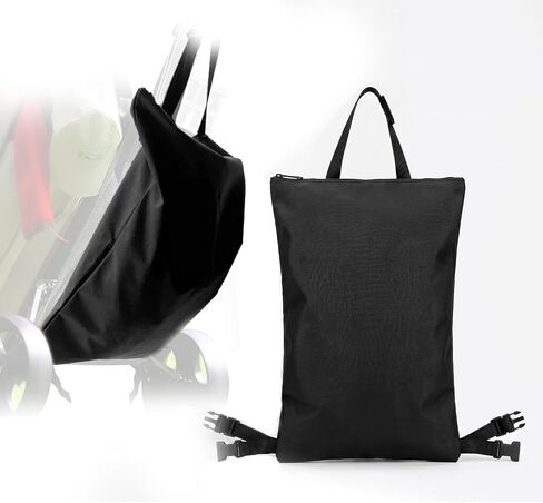 Golf Push Cart Accessories - Golf Storage Bag and Organizer, Oxford Cloth with 3 Adjustable Buckles, Zipper Closure, Inner Waterproof Coating & Inner Mesh Pocket for Universal Golf Push Carts(Black) in Kuwait