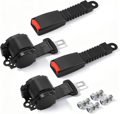 Panglong 78" Golf Cart Retractable Seatbelts, Universal Seat Belts for Yamaha, Club Car, EZGO Golf Carts, Extra-Long Smooth Retraction Seat Belts, Fit All Body Type, Safer Ride (2 Set) in Kuwait