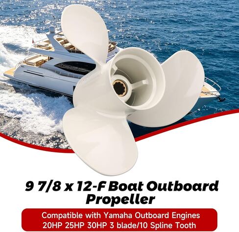 9 7/8 x 12-F مروحة خارجية للقارب متوافقة مع محركات ياماها الخارجية 20HP 25HP 30HP 3 شفرات/10 أسنان بديلة #664-45954-01-00 in Kuwait