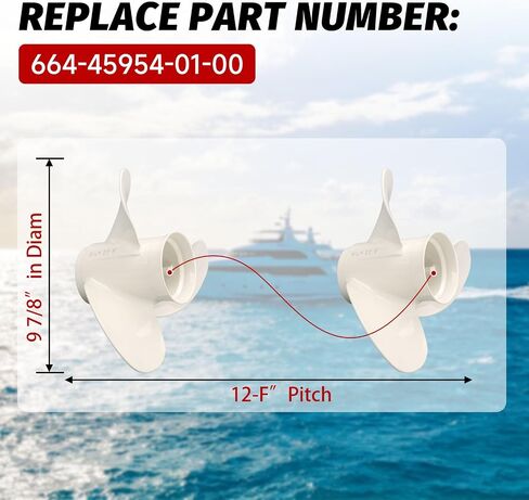 9 7/8 x 12-F مروحة خارجية للقارب متوافقة مع محركات ياماها الخارجية 20HP 25HP 30HP 3 شفرات/10 أسنان بديلة #664-45954-01-00 in Kuwait