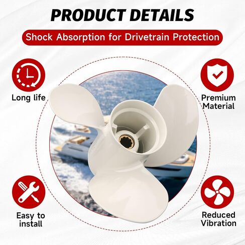 9 7/8 x 12-F مروحة خارجية للقارب متوافقة مع محركات ياماها الخارجية 20HP 25HP 30HP 3 شفرات/10 أسنان بديلة #664-45954-01-00 in Kuwait