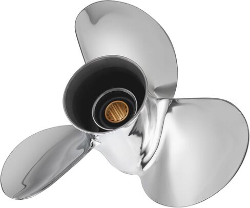 11 × 15 مروحة قارب خارجية من الفولاذ المقاوم للصدأ لمحركات Tohatsu 35-60HP، 13 سنًا خددًا، 3 شفرات، متوافقة مع Tohatsu 35HP 40HP 50HP 60HP، RH in Kuwait