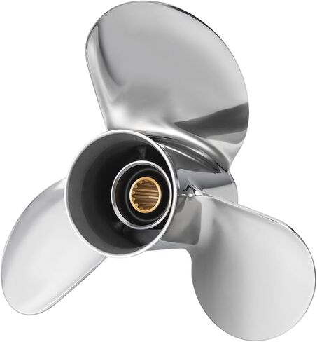 11 × 15 مروحة قارب خارجية من الفولاذ المقاوم للصدأ لمحركات Tohatsu 35-60HP، 13 سنًا خددًا، 3 شفرات، متوافقة مع Tohatsu 35HP 40HP 50HP 60HP، RH in Kuwait