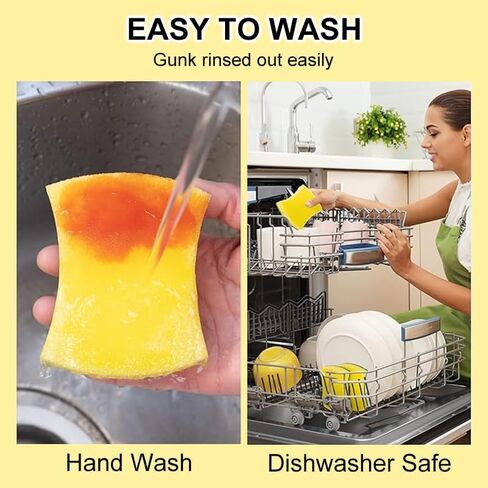 10Pcs Kitchen Cleaning Sponge, Heavy Duty Cleaning Dish Scrubber Sponge for Home Kitchen, Dual Sided Non-Scratch Sponges for Washing Dishes, Pots and Pans in Kuwait