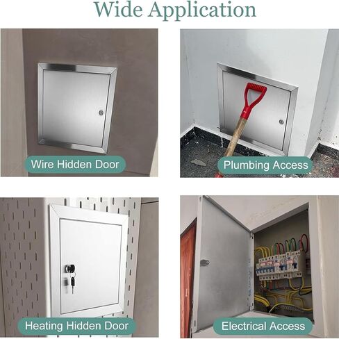 Stainless Steel Access Panel with Lock & Keys - Concealed Service Door for Easy Electrical & Plumbing Access, Durable, Secure, Ideal for Home & Commercial Use in Kuwait
