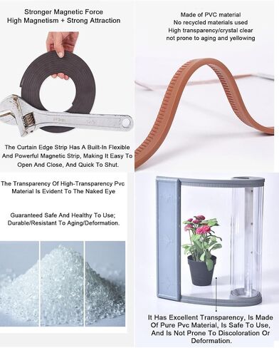 Plastic Strip Door Curtain, Magnetic Self-Closing Plastic Door Curtain PVC Strip, Windproof Cold-Proof Thermal Insulated Partition, Commercial Entry Doors for Store Office Warehouse in Kuwait