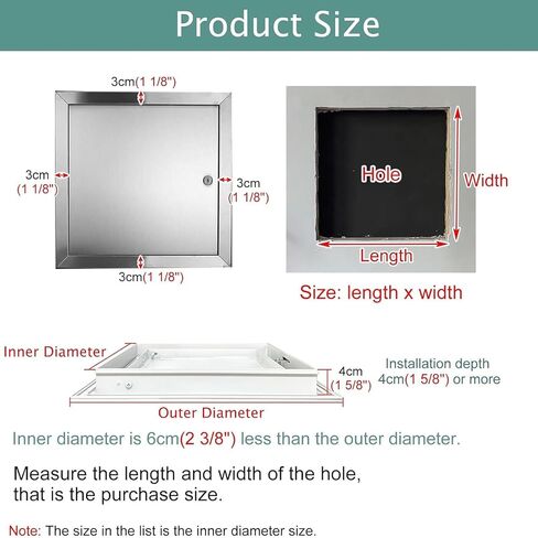 Stainless Steel Access Panel with Lock & Keys - Concealed Service Door for Electrical, Plumbing, HVAC Installations - Durable, Secure, Easy Access Solution in Kuwait