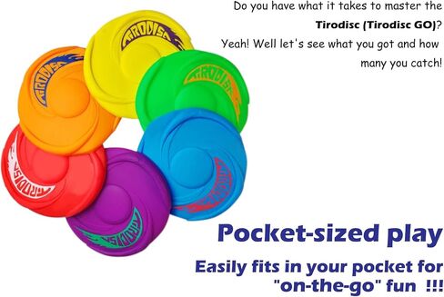 مجموعة أقراص طائر الفريسبي الصغيرة من AMAZING TOYZ Tirodisc GO، قرص جولف من السيليكون الناعم مقاس 12 سم لألعاب الحفلات، الشاطئ، الحديقة، لعبة محمولة بحجم الجيب، سهلة التنظيف وآمنة in Kuwait
