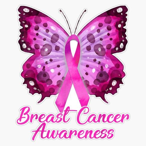 We Wear Pink Breast Cancer Awareness Pink Butterfly Sticker Vinyl Decal Car Laptop Wall Window Bumper Sticker 5" in Kuwait