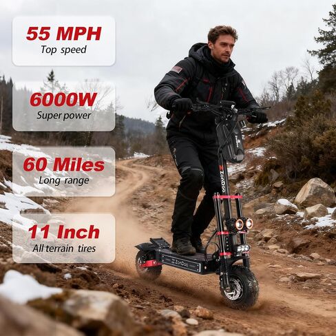 Adult Electric Scooter 55MPH Fast 6000W Dual Motors 60 Miles Long Range Off Road All Terrain Oil Hydraulic Brake Dual Suspension Sports ZonDoo ZO03 Scooter Electric for Heavy Duty Adults in Kuwait