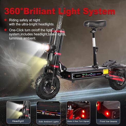 Adult Electric Scooter 55MPH Fast 6000W Dual Motors 60 Miles Long Range Off Road All Terrain Oil Hydraulic Brake Dual Suspension Sports ZonDoo ZO03 Scooter Electric for Heavy Duty Adults in Kuwait