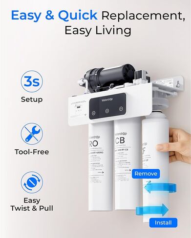فلتر Waterdrop RT-2CFCB، بديل لنظام فلتر المياه التناضح العكسي Waterdrop T3-C (𝐂𝐅*𝟐 + 𝐂𝐁*𝟏)، مجموعة لمدة عام واحد in Kuwait
