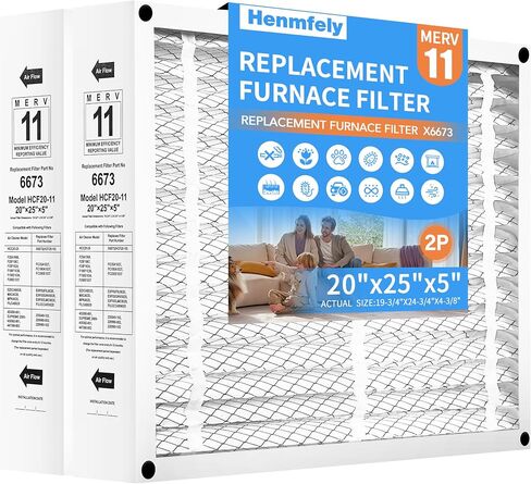 2 حزمة X6673 20x25x5 فلتر هواء بديل للينوكس X6673 HCF20-11، FC100A1037، نظام التدفئة والتهوية وتكييف الهواء للفرن، MERV 11، الحجم الفعلي: 19.75 × 24.75 × 4.38 بوصة in Kuwait