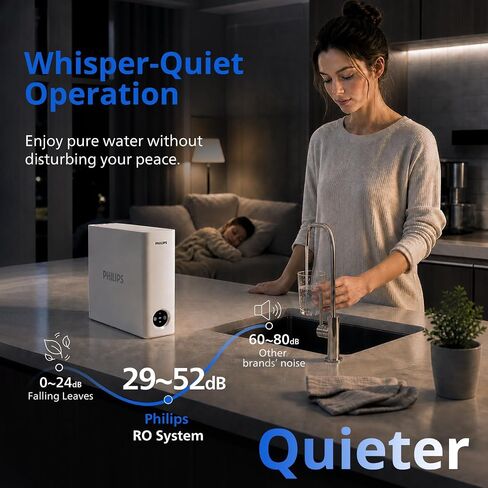 Philips 600 GPD Reverse Osmosis Water Filter, Low Filter Cost & Self-Cleaning RO System, 2.3:1 Pure to Drain Under Sink, Tankless RO Water Filtration, Reduces TDS, NSF/ANSI 372 Certified, AUT9360 in Kuwait