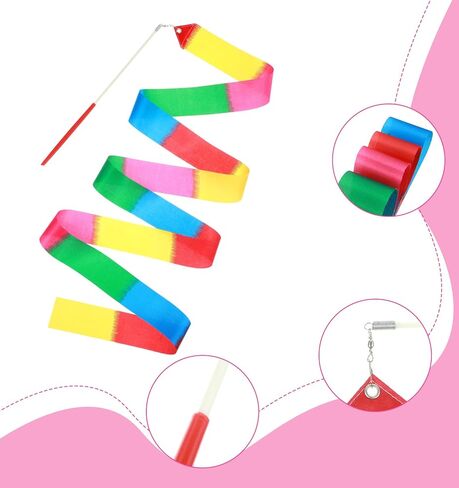 4 Pcs Ribbon Dancer Wand for Kids, Dance Ribbons for Kids with Streamers | Gymnastics Training Equipment for Girls & Adults (Colorful) in Kuwait
