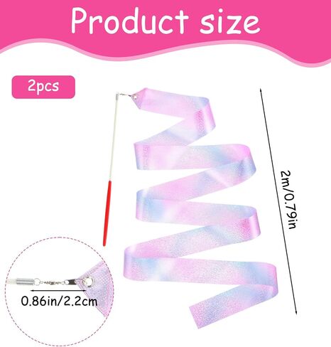 4 Pcs Ribbon Dancer Wand for Kids, Dance Ribbons for Kids with Streamers | Gymnastics Training Equipment for Girls & Adults (Colorful) in Kuwait