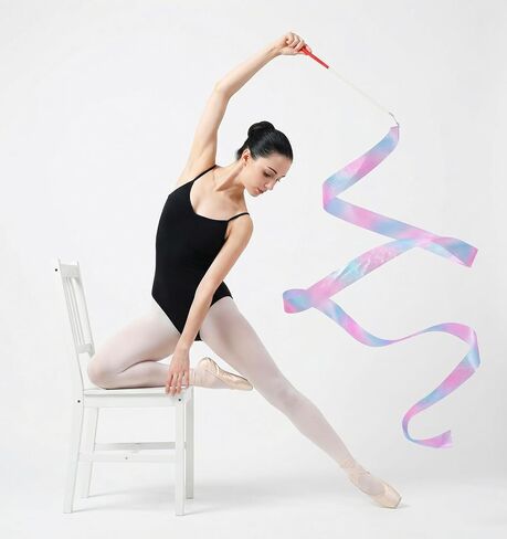 4 Pcs Ribbon Dancer Wand for Kids, Dance Ribbons for Kids with Streamers | Gymnastics Training Equipment for Girls & Adults (Colorful) in Kuwait