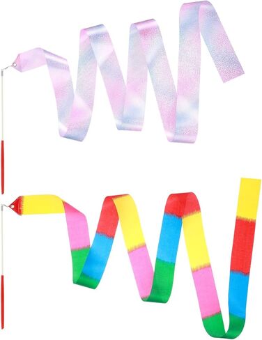4 Pcs Ribbon Dancer Wand for Kids, Dance Ribbons for Kids with Streamers | Gymnastics Training Equipment for Girls & Adults (Colorful) in Kuwait