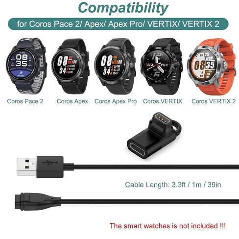 شاحن Kissmart لساعة Coros Pace 4/Apex 4/Pace Pro/Nomad الذكية | كابل شحن 90 درجة USB C محول لـ Coros Pace 4، APEX 4، Pace Pro، Nomad in Kuwait