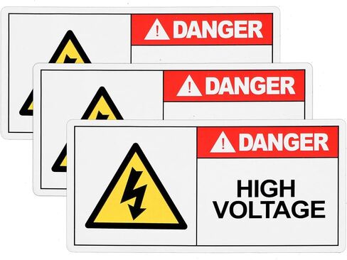 3 PCS High Voltage Warning Stickers, Self Adhesive Electrical Labels, Waterproof UV Resistant Safety Signs for Electrical Equipment in Kuwait