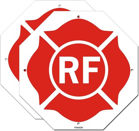 لافتة بناء تروس سقف RF، 2 عبوة، 10 بوصة × 10 بوصة خالية من الصدأ، علامة تحذير من الألومنيوم بسمك 40 مل، محمية من الأشعة فوق البنفسجية، مقاومة للبهتان in Kuwait