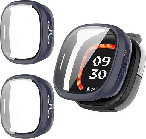 2 Pack Compatible for Fitbit Ace LTE Screen Protector Case, Hard PC Bumper Full Coverage Protective Accessories Built-in Tempered Glass Film in Saudi Arabia