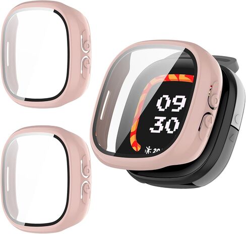 2 Pack Compatible for Fitbit Ace LTE Screen Protector Case, Hard PC Bumper Full Coverage Protective Accessories Built-in Tempered Glass Film in Saudi Arabia