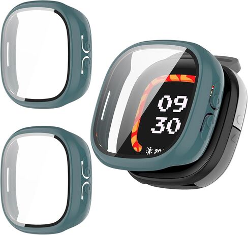 2 Pack Compatible for Fitbit Ace LTE Screen Protector Case, Hard PC Bumper Full Coverage Protective Accessories Built-in Tempered Glass Film in Saudi Arabia