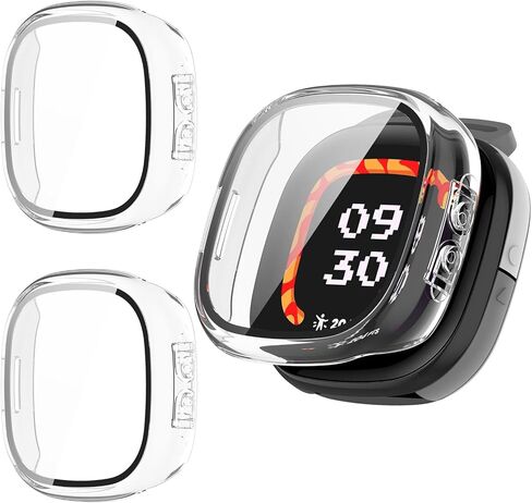 2 Pack Compatible for Fitbit Ace LTE Screen Protector Case, Hard PC Bumper Full Coverage Protective Accessories Built-in Tempered Glass Film in Saudi Arabia