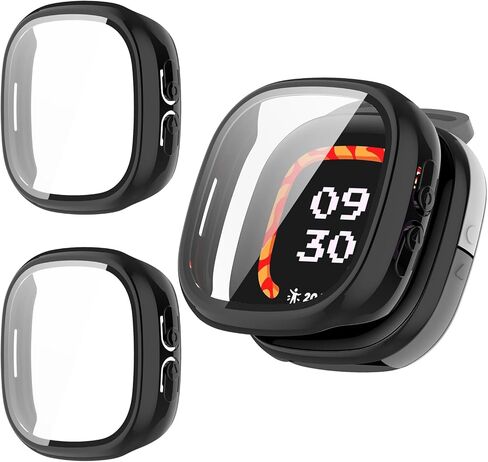 2 Pack Compatible for Fitbit Ace LTE Screen Protector Case, Hard PC Bumper Full Coverage Protective Accessories Built-in Tempered Glass Film in Saudi Arabia