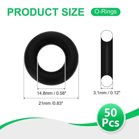 PATIKIL Silicone O-Rings, 50 Pcs 21mm OD 14.8mm ID 3.1mm Thick Sealing Washer Gasket Rings for Car Auto Vehicle Plumbing Repair Air Gas Sealing Connections, Black in Kuwait