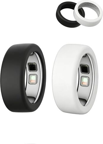 for OURA Ring5 Silicone Ring Protector,BOVUGAC Ultra-Thin Elastic Smart Ring Sleeve,Waterproof Anti-Drop, Compatible with OURA Ring 5,All Round Protection.(Size:10~13)-Black+White in Kuwait