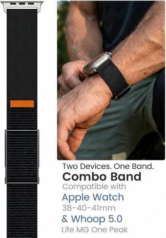 حزام كومبو رياضي من النايلون مع حافظة معدنية ممتصة للصدمات لساعة WHOOP 5.0 وساعة Apple، حزام بديل مزدوج الجهاز قابل للتعديل لـ 38/40/41/42(S10) ملم in Saudi Arabia