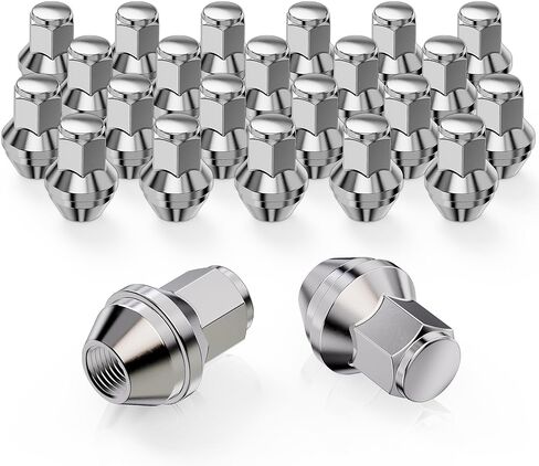MZS M14x1.5 Lug Nuts, 21mm Hex Closed End Acorn Seat Wheel Nut for 2015+ F150 Expedition Navigator Factory Wheels, One-Piece Design, Replace OEM ACPZ-1012-B 611-008, Chrome, 24Pcs in Kuwait