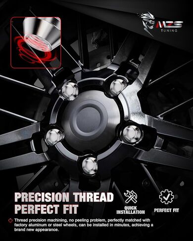 MZS M14x1.5 Lug Nuts, 21mm Hex Closed End Acorn Seat Wheel Nut for 2015+ F150 Expedition Navigator Factory Wheels, One-Piece Design, Replace OEM ACPZ-1012-B 611-008, Chrome, 24Pcs in Kuwait