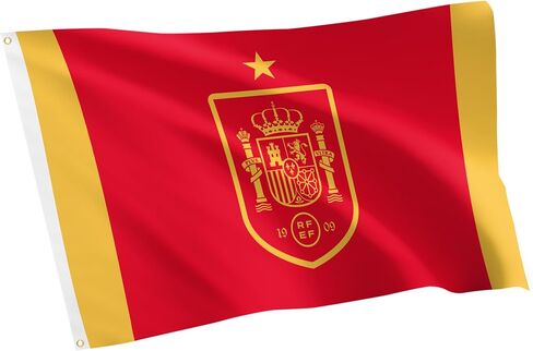 Desert Cactus Royal Spanish Football Federation Flag - 3 x 5 Feet RFEF La Roja Football Soccer Banner, Indoor/Outdoor Durable Fabric, 100% Polyester Design (Design C) in Kuwait
