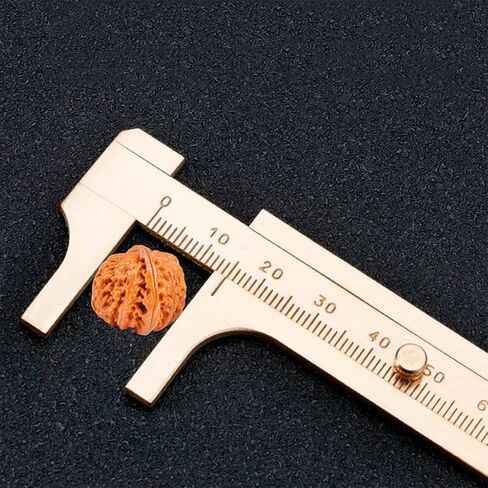 Solid Brass Dual Scale Caliper with Protective Leather Sleeve – Flat Tip Vernier Caliper with Inch & Metric Scales – Precision Measuring Tool for Jewelry, Woodworking, and DIY Projects in Kuwait