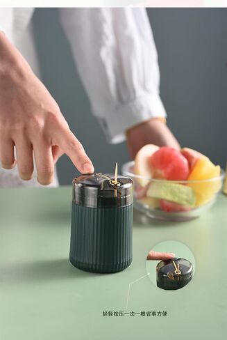 موزع حامل أعواد الأسنان الأوتوماتيكي، حوامل أعواد الأسنان المحمولة المنبثقة، صندوق تخزين الحاويات بغطاء شفاف، يحافظ على نظافة أعواد الأسنان، أخضر فاتح in Kuwait