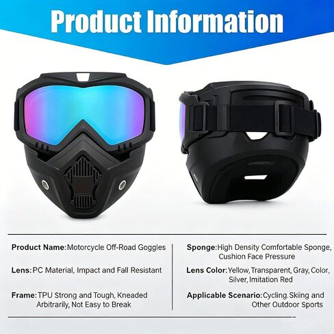 Style Retro Mask and Goggles for Outdoor Riding, High-Definition Detachable Full Face Goggle Mask, Anti-Fog Grass Cutting Mask in Kuwait