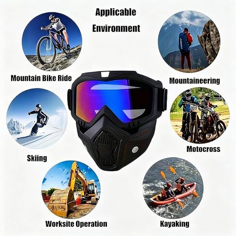 Style Retro Mask and Goggles for Outdoor Riding, High-Definition Detachable Full Face Goggle Mask, Anti-Fog Grass Cutting Mask in Kuwait