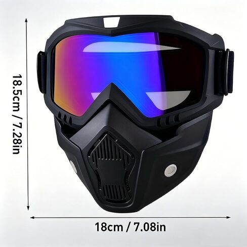 Style Retro Mask and Goggles for Outdoor Riding, High-Definition Detachable Full Face Goggle Mask, Anti-Fog Grass Cutting Mask in Kuwait