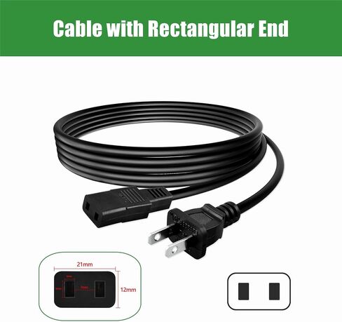 8ft 2-Prong Square AC Power Cord Cable Lead Compatible with Yamaha Model PSR-6300 Keyboard Synth in Kuwait