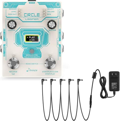 Donner DPA-1 Guitar Pedal Power Supply Adapter and Circle Looper Pedal Drum Machine in Kuwait