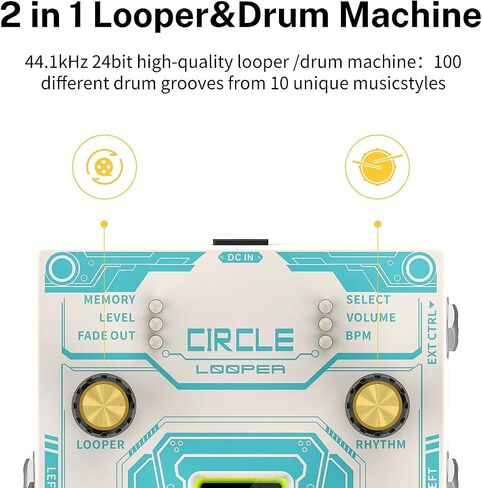 Donner DPA-1 Guitar Pedal Power Supply Adapter and Circle Looper Pedal Drum Machine in Kuwait