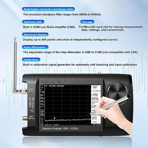 SA5 4 بوصة IPS LCD محمول لمحلل الطيف 100 كيلو هرتز - 5.3 جيجا هرتز مولد إشارة متعدد الوظائف لاختبار الترددات اللاسلكية (أ) in Kuwait