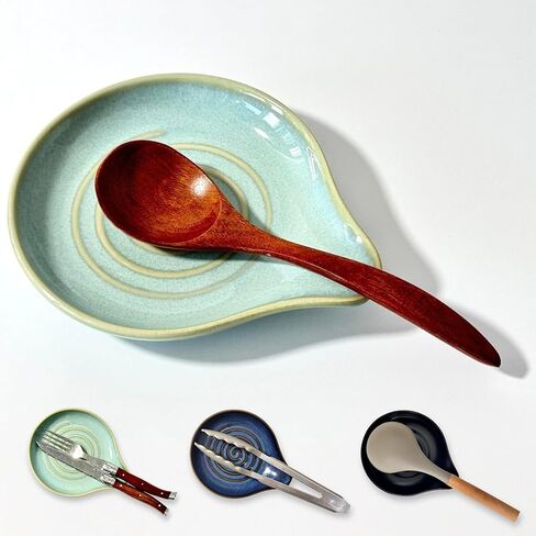 Spoon Rest for Stove Top, 6.2" Large Ceramic Spoon Holder for Kitchen Counter, Cooking Utensil Rest for Spatula, Spoon & Ladle, Kitchen Counter Decor for Mother's Day, Matte Black in Kuwait
