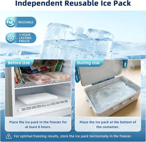 Chilled Snackle Box Container with Ice Pack, Portable Travel Food Containers with Lids, Keep Cheese and Fruits Remained Fresh for Hours, Divided Serving Tray for Family Road Trip Beach Picnic(White) in Kuwait