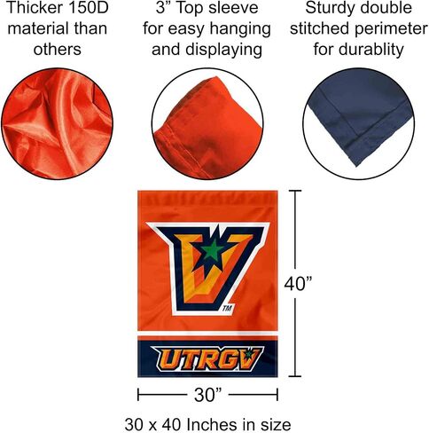 UT Rio Grande Valley Vaqueros Wordmark Logo House Flag Banner in Kuwait