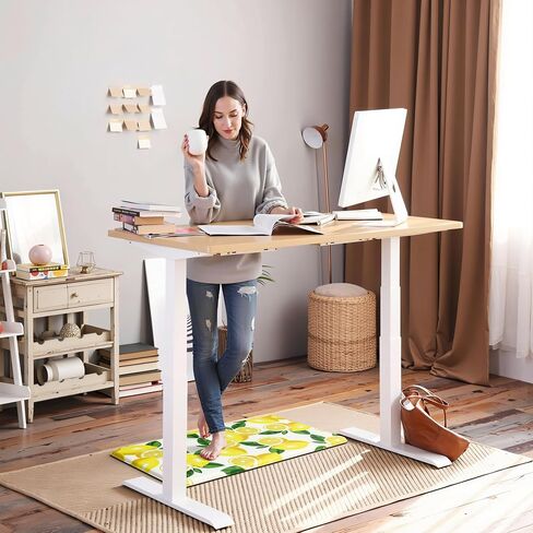 MAYHMYO Lemon Kitchen Mat Set of 2 - Anti Fatigue Mats for Kitchen Floor - Non Slip Cushioned Rugs for Standing - Lemon Decor (17.3"×29"+17.3"×47"-0.4") White in Kuwait